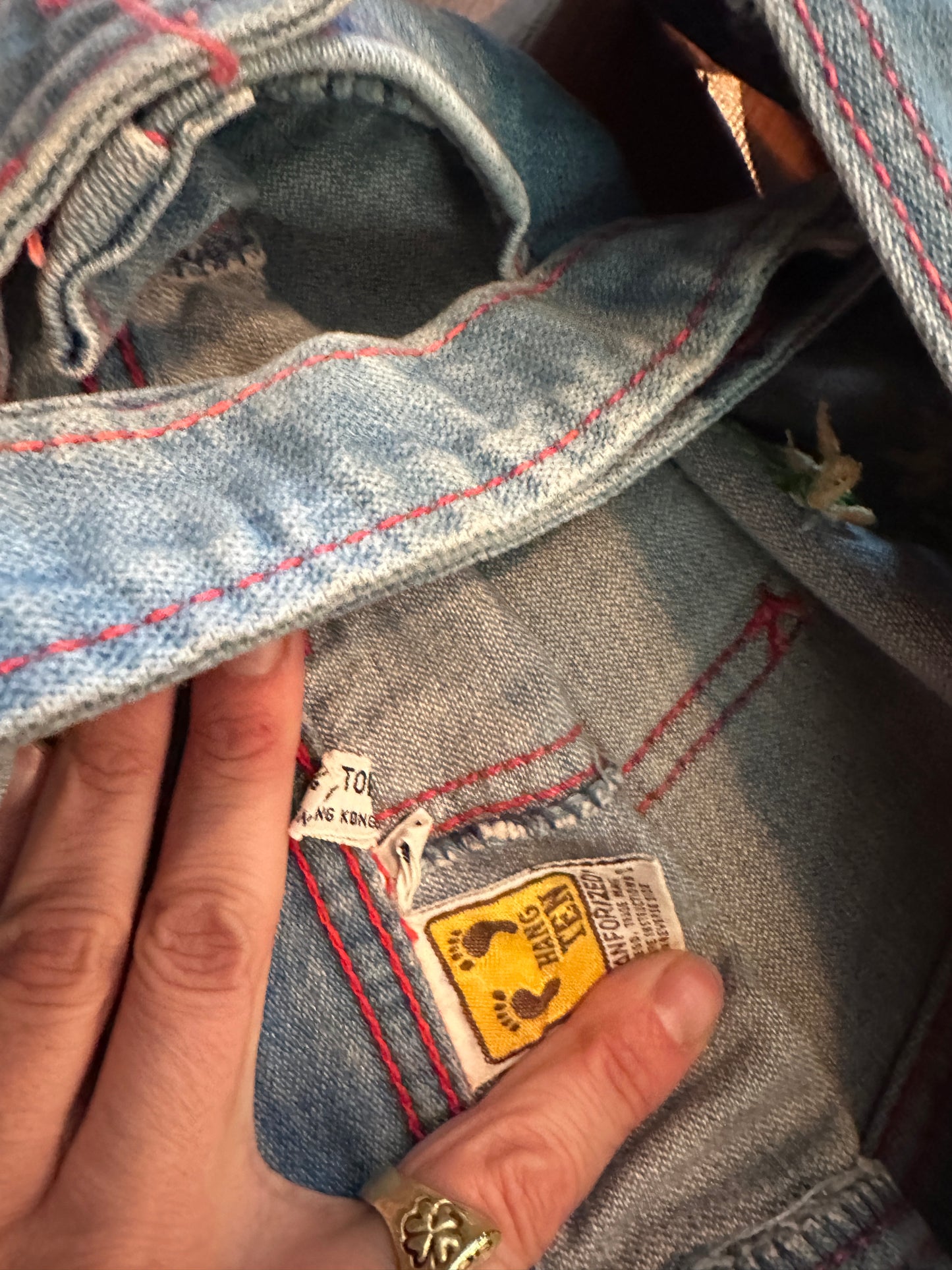 Hang Ten 1970s Embroidered Bell Bottom Overalls