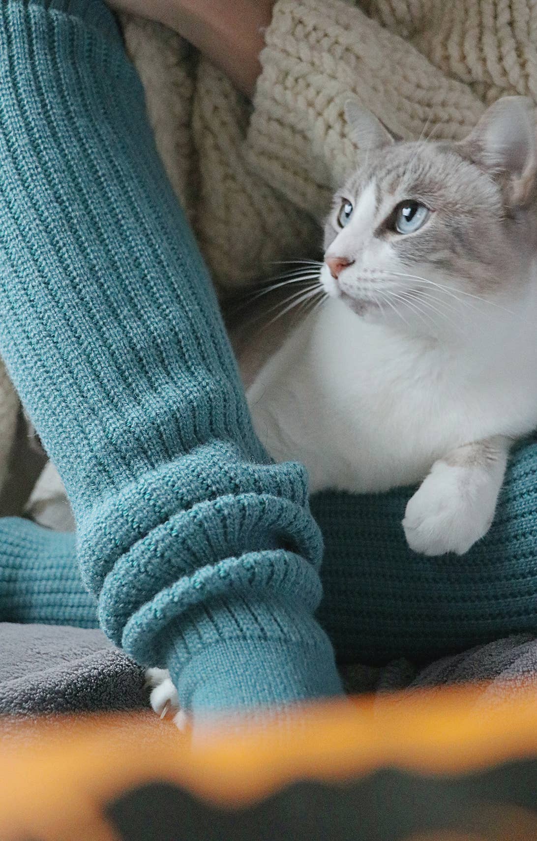 Lounge Scrunchy Over the Knee Socks - Wool Blend: Olive