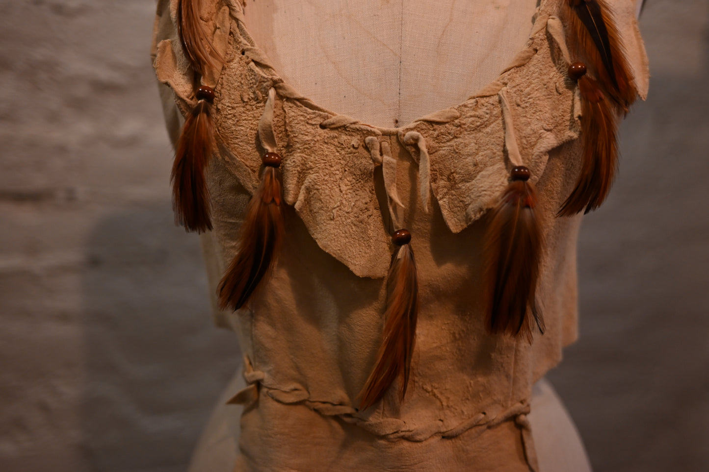 1970s Buckskin Top with Feathers