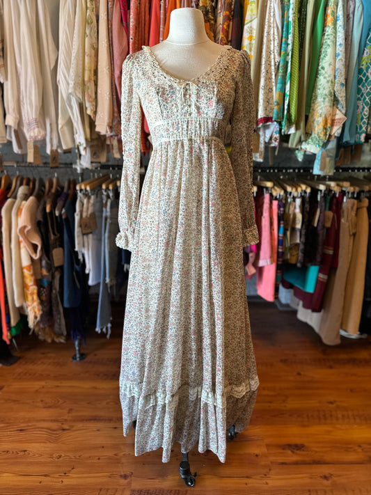 Gunne Sax Floral Print Maxi Dress