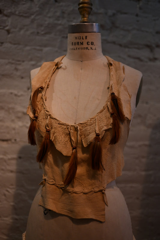 1970s Buckskin Top with Feathers