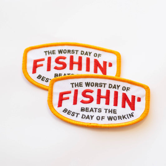 Fishin' Beats Workin' Embroidered Iron on Patch: No