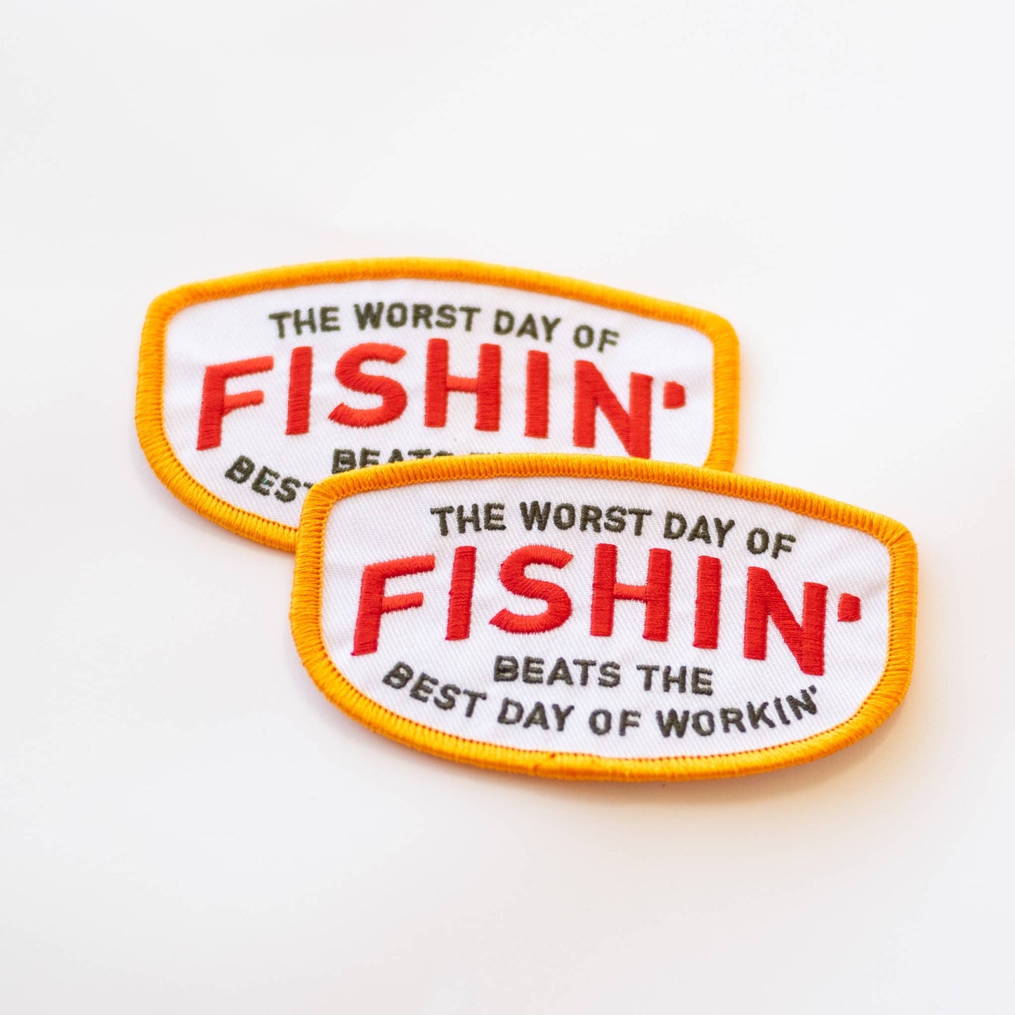 Fishin' Beats Workin' Embroidered Iron on Patch: Yes