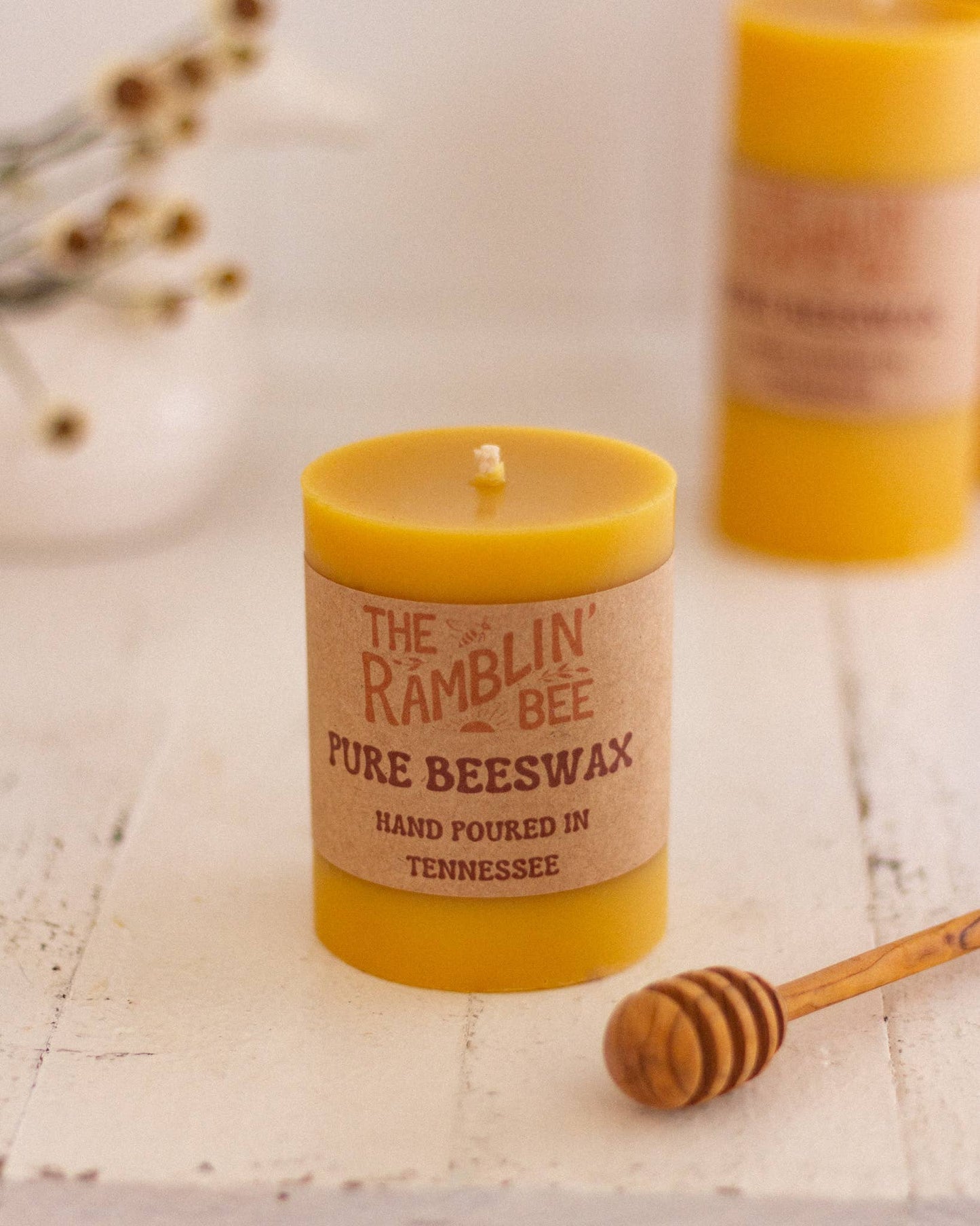 Beeswax Pillar Candle: 3'' x 3''