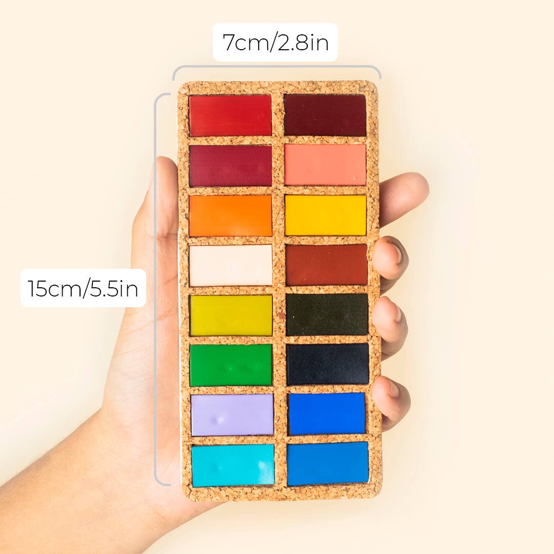 Spring Pans Set | 16 Watercolors | Cork Palette