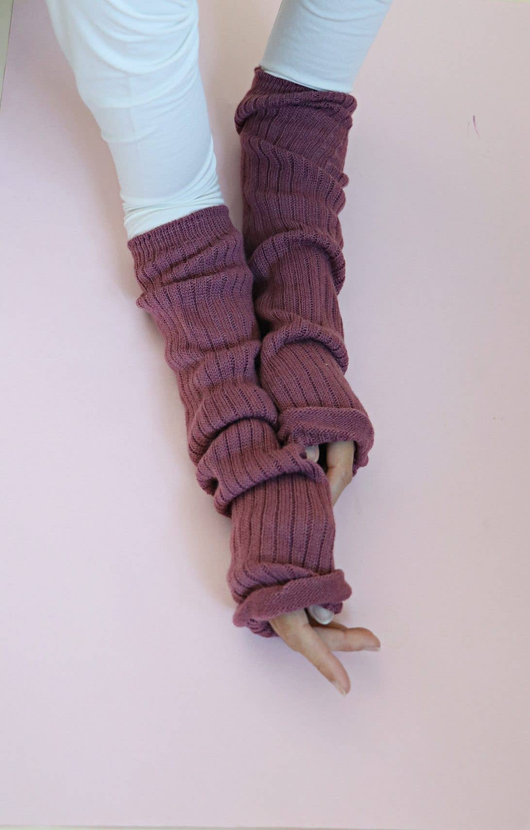 Wool Blend Arm Warmers / Leg Warmers: Ivory / One Size (20 inches)