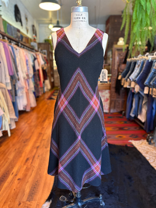 1970s Plaid wool dress
