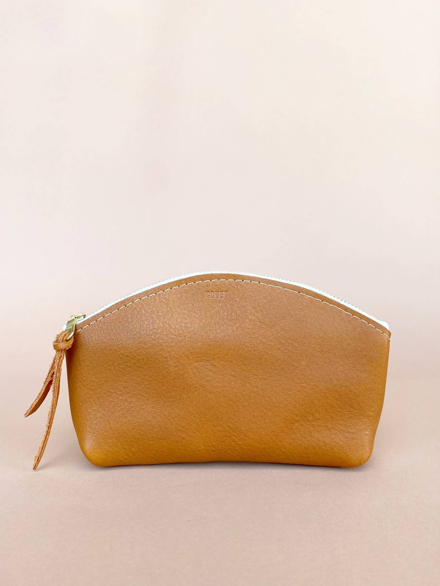 DEMI zipper leather pouch, makeup bag, unisex travel bag: Brown