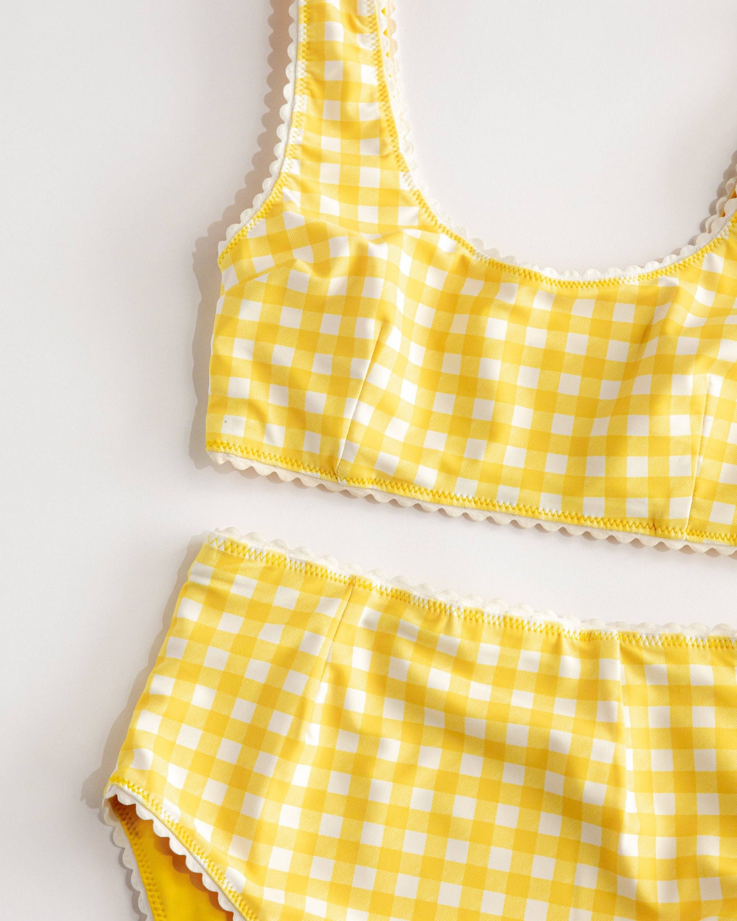 Yellow Gingham Bikini Top