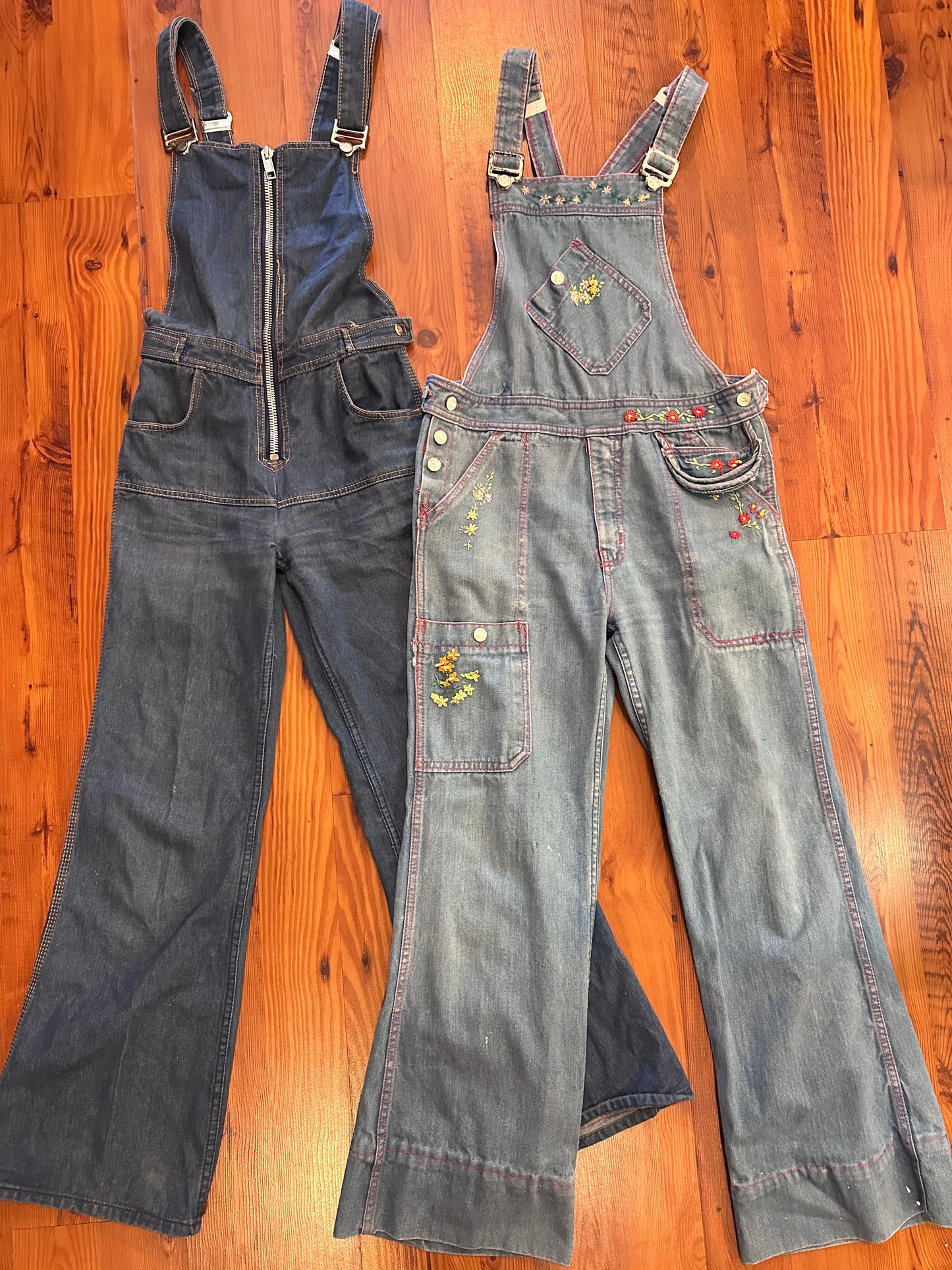 1970s Dark Wash Bell bottom overalls