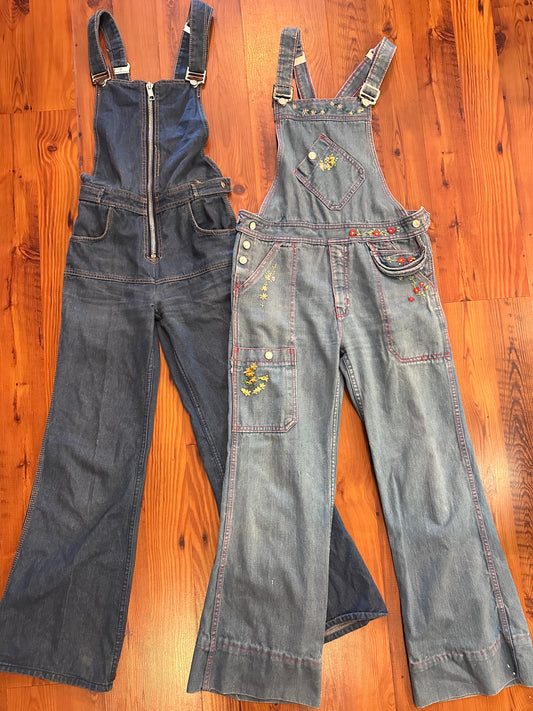 1970s Dark Wash Bell bottom overalls
