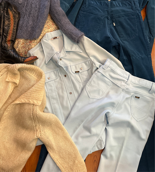 1970s Lee Pearl Snap Matching 2pc Set