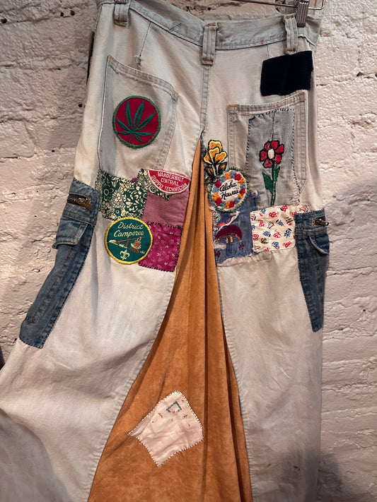 1970s Wrangler Patchwork Denim Skirt