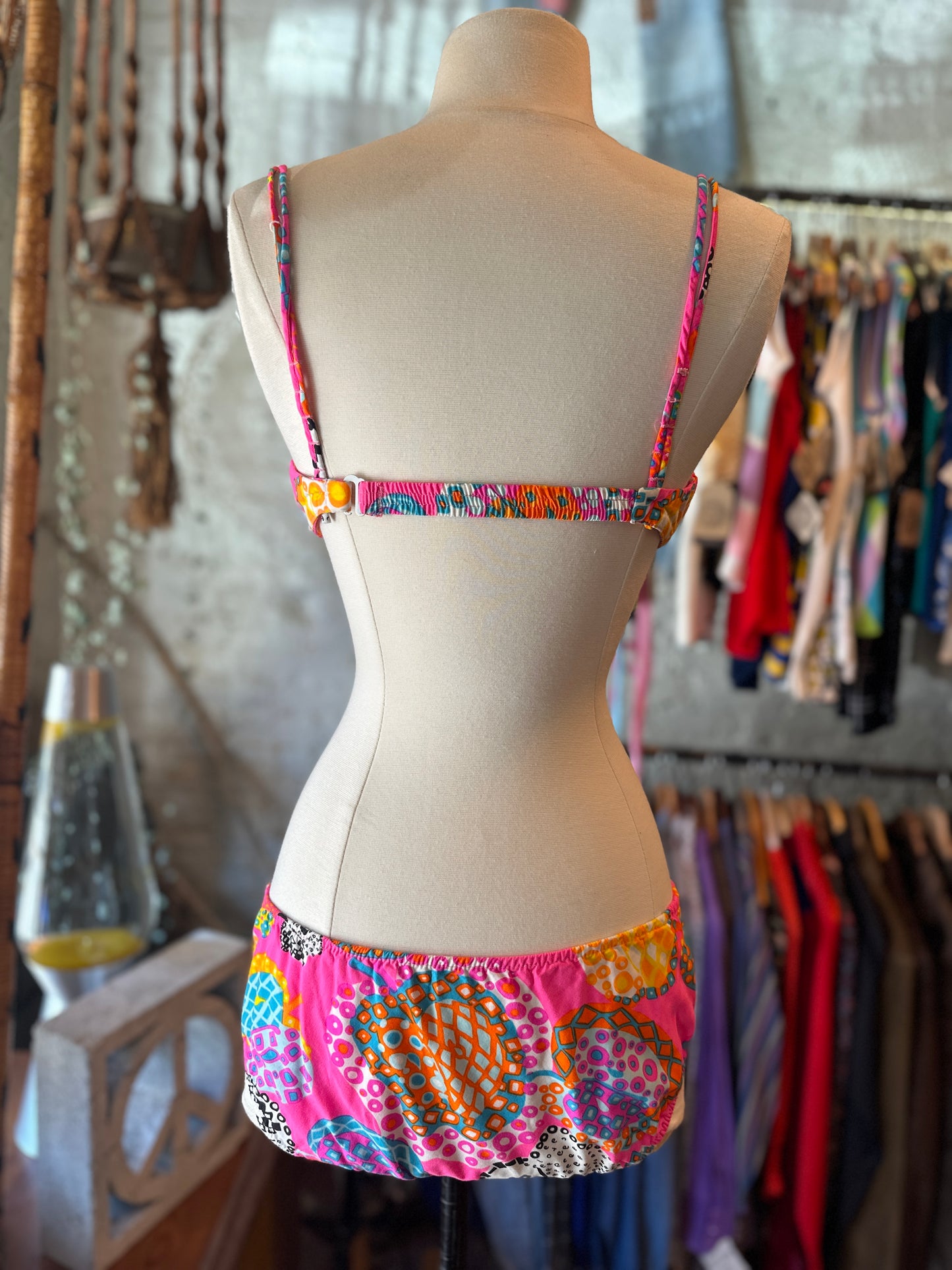 1960s-70s Psychedelic Print Swim Suit 2 Piece