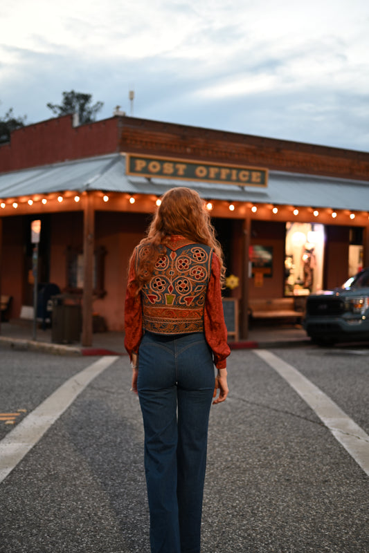 Embroidered Velvet Vest - Afghan Vest