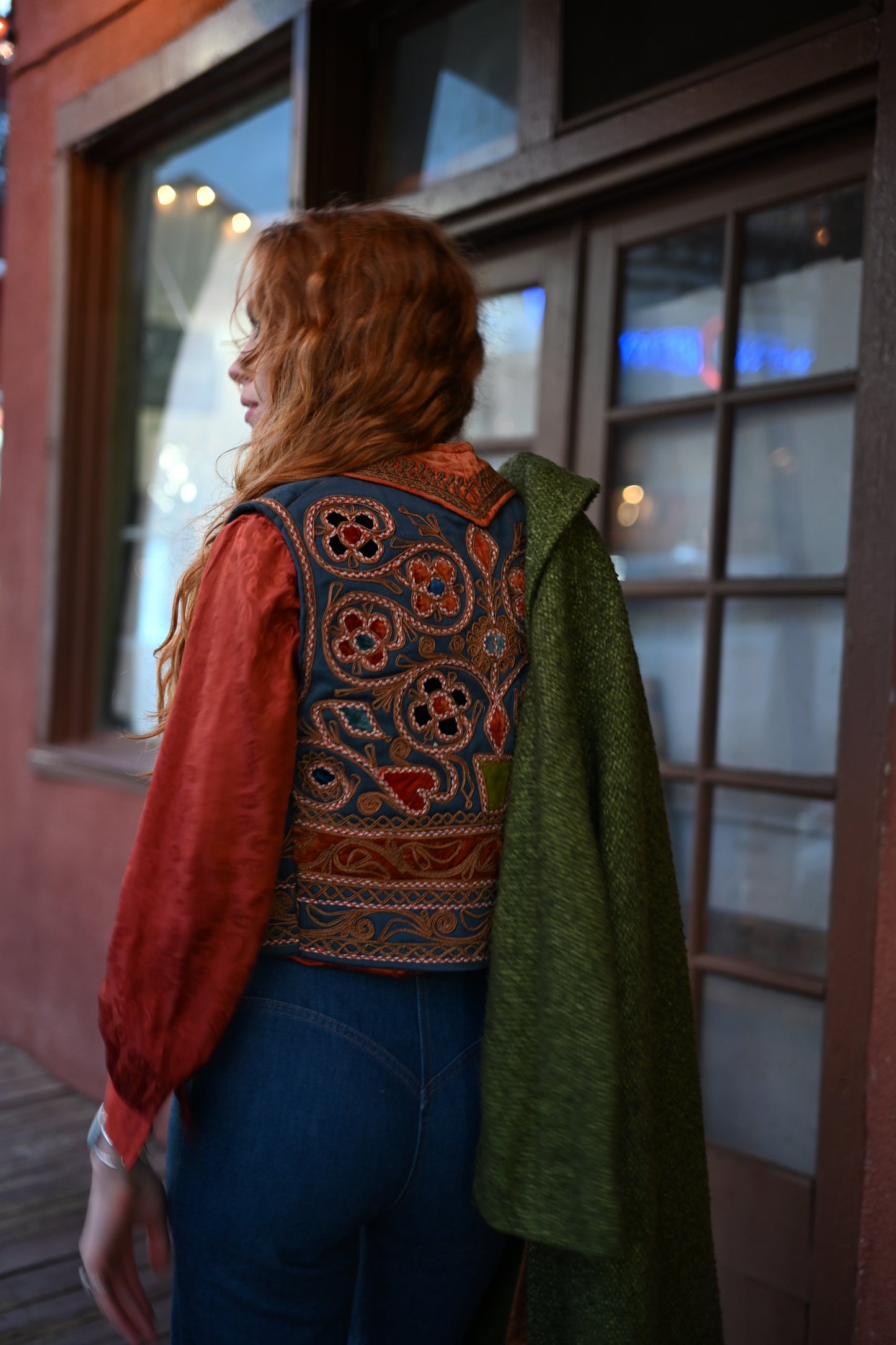 Embroidered Velvet Vest - Afghan Vest
