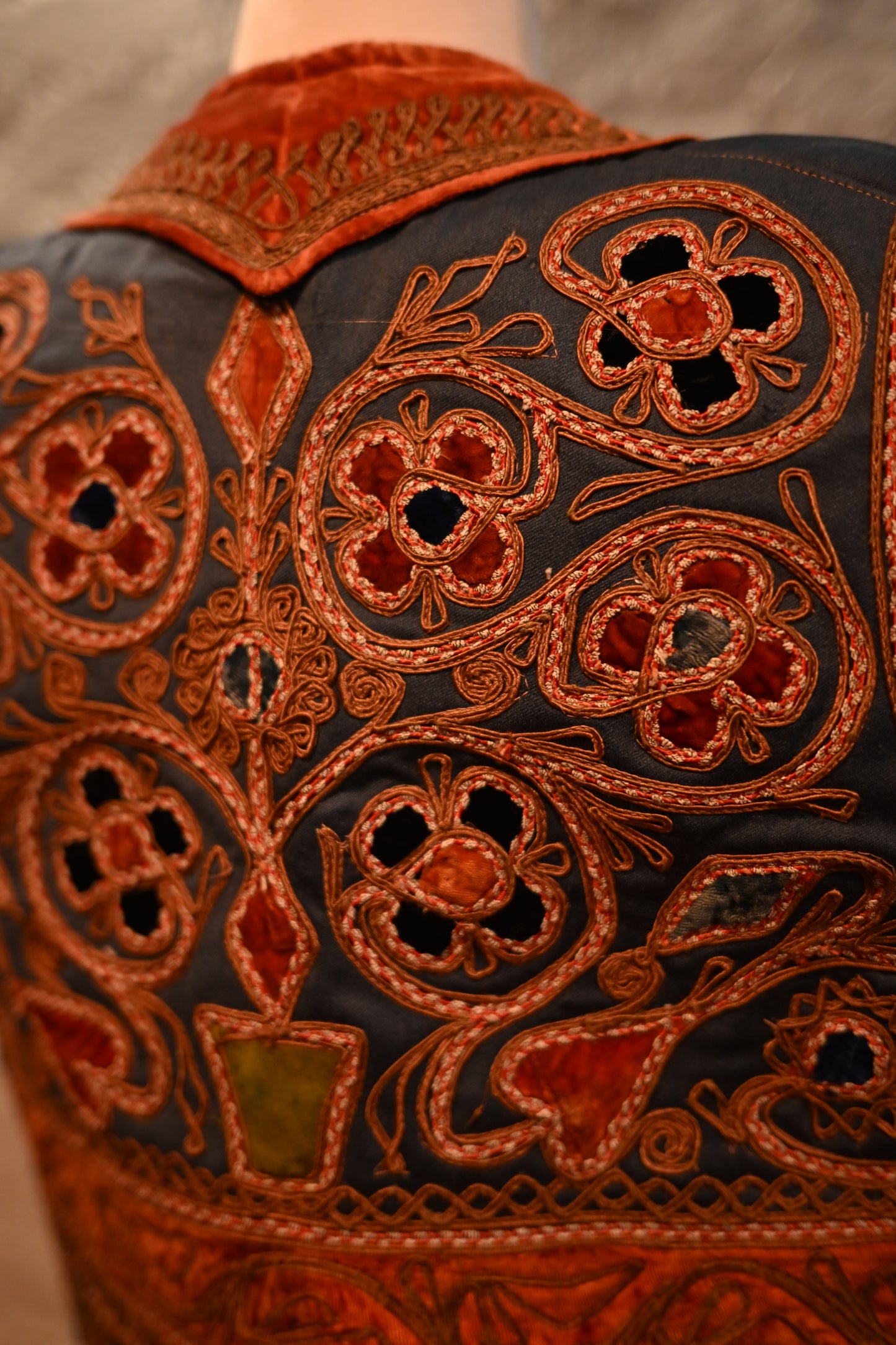 Embroidered Velvet Vest - Afghan Vest