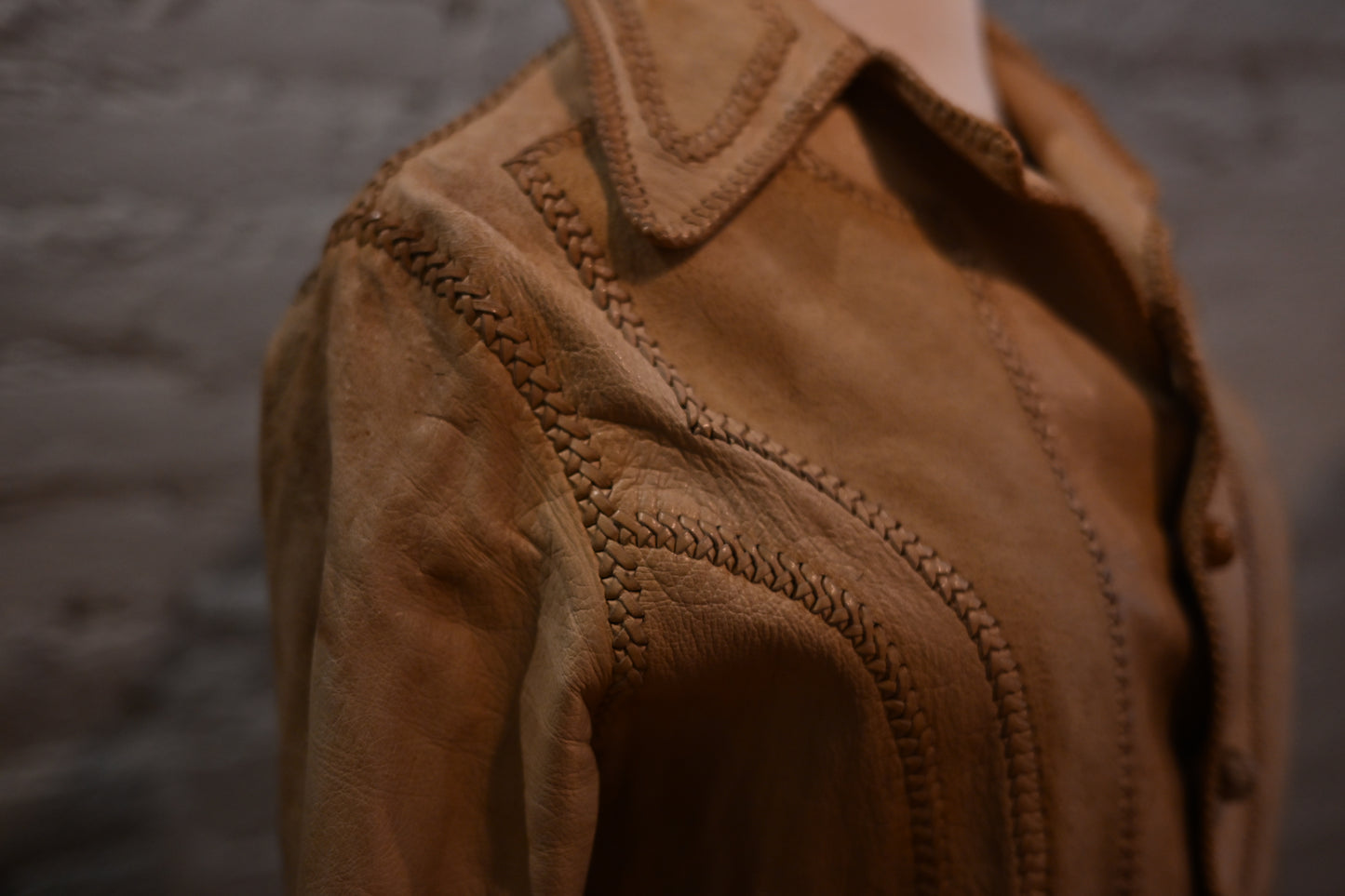 1970s North Beach Leather Jacket - Tan Whipstitch Leather Jacket