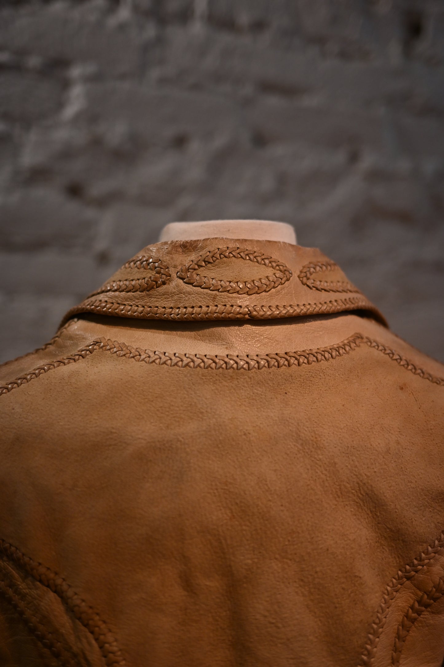 1970s North Beach Leather Jacket - Tan Whipstitch Leather Jacket