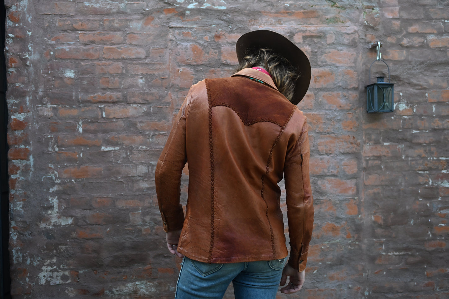 1970s Leather Whipstitch Jacket / Button Up Shirt