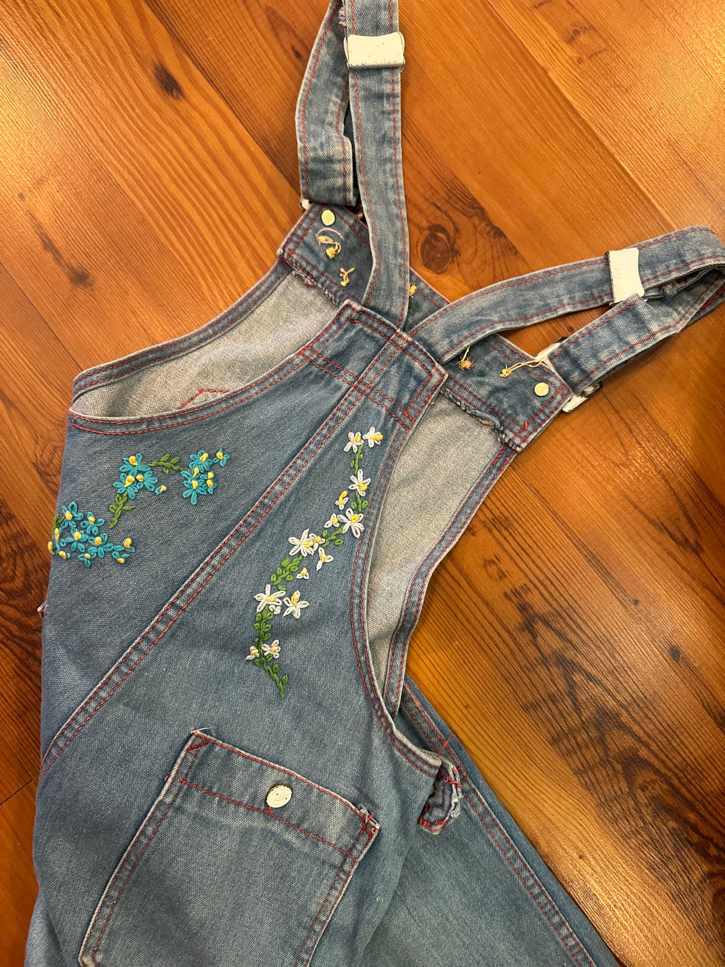 Hang Ten 1970s Embroidered Bell Bottom Overalls