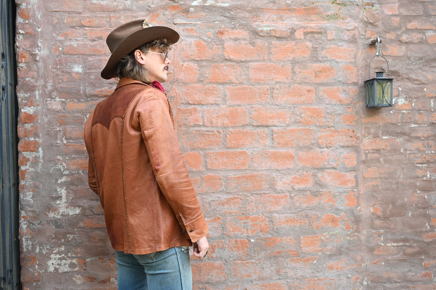 1970s Leather Whipstitch Jacket / Button Up Shirt