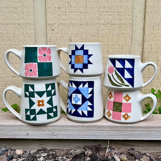 Quilt Mug by Staples Ceramics (large blue)