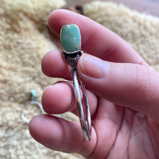 Turquoise hoop Stud Stamped