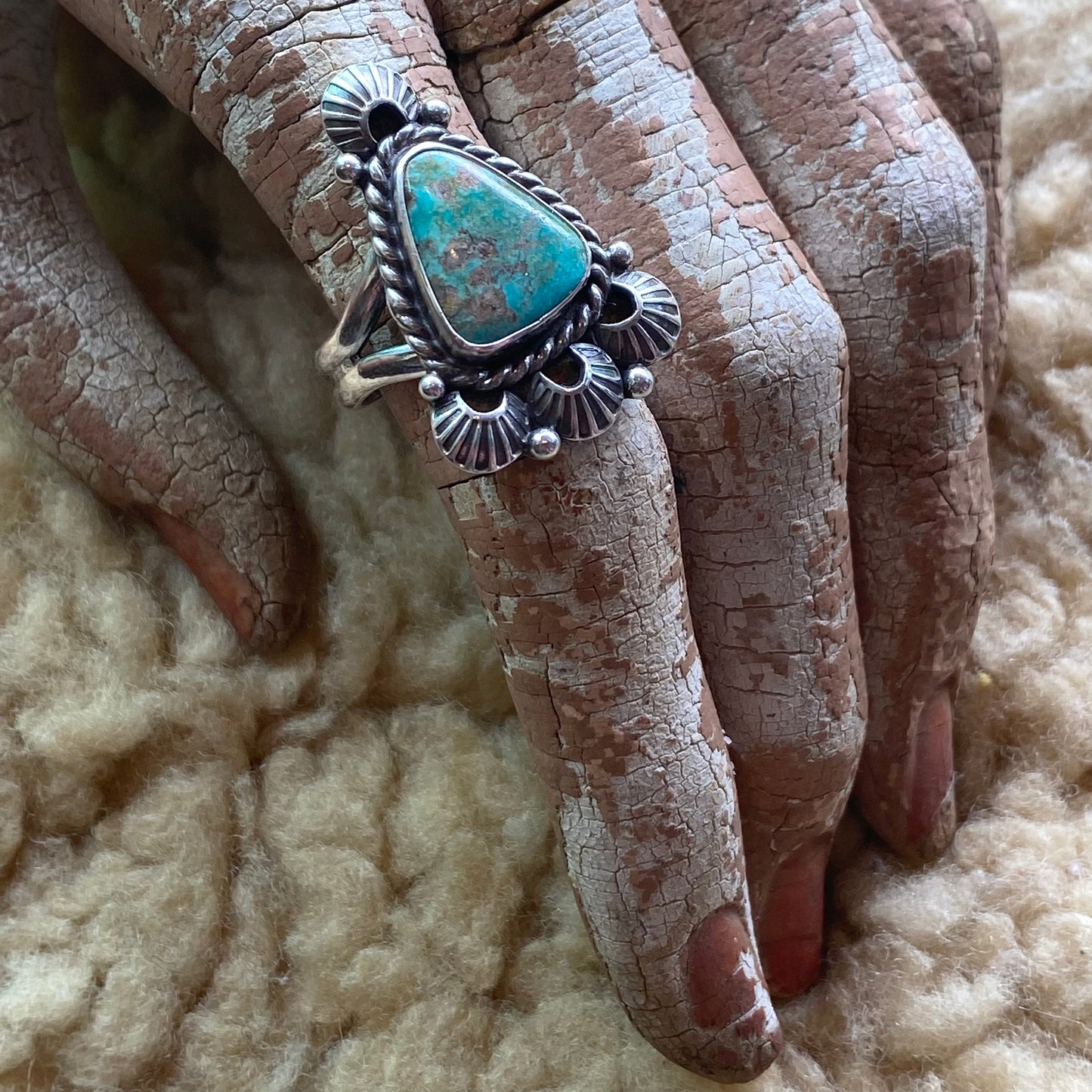 Turquoise Western Stamped Ring