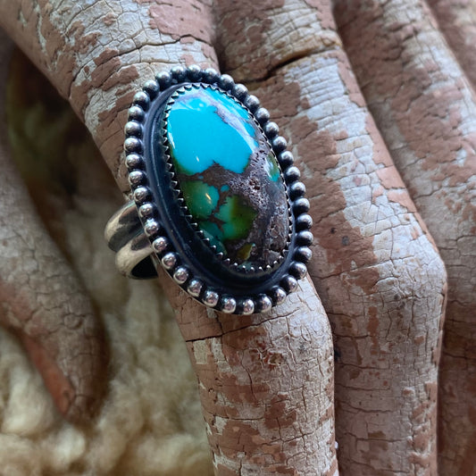 Beaded Bazel Turquoise Ring