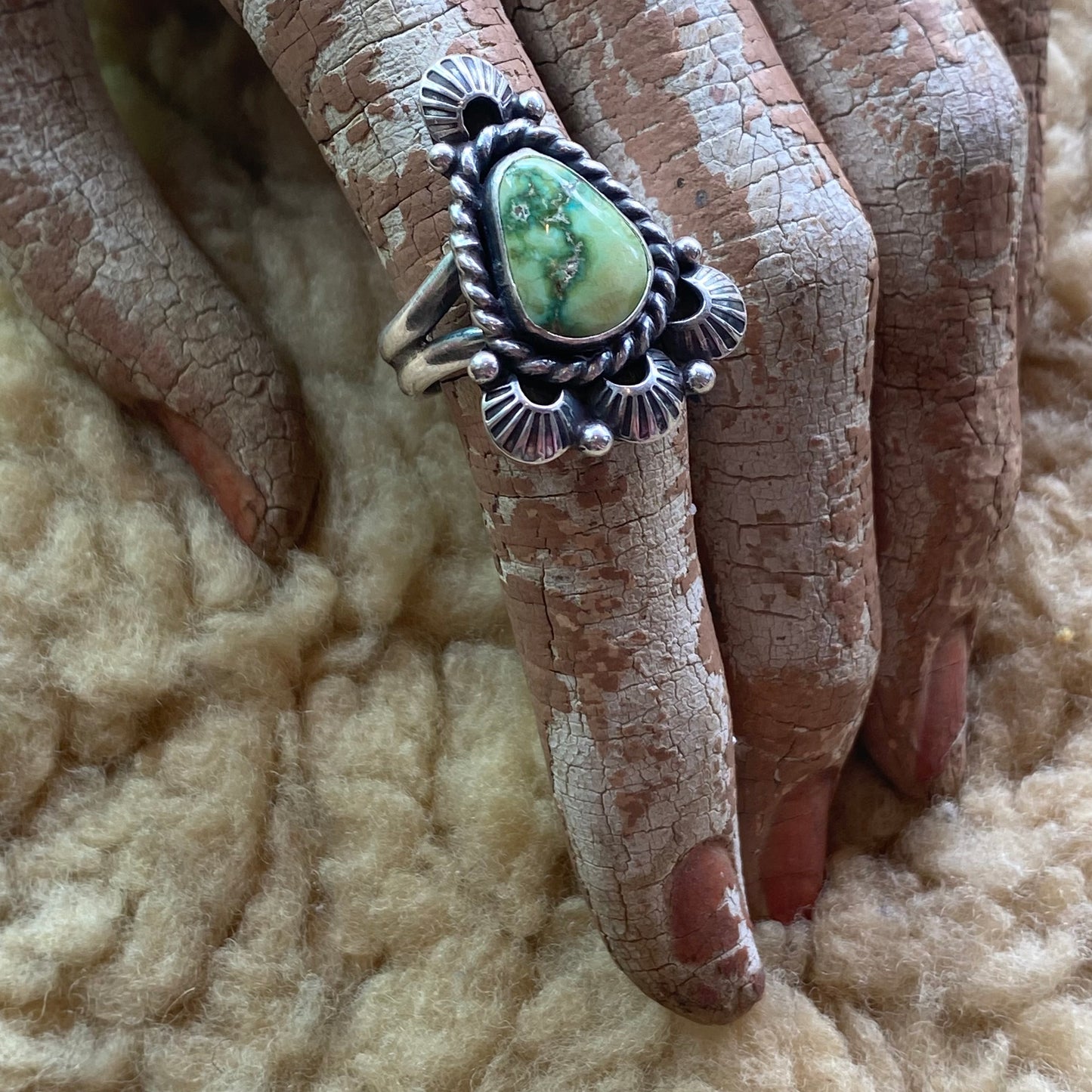 Western Stamped Turquoise Ring