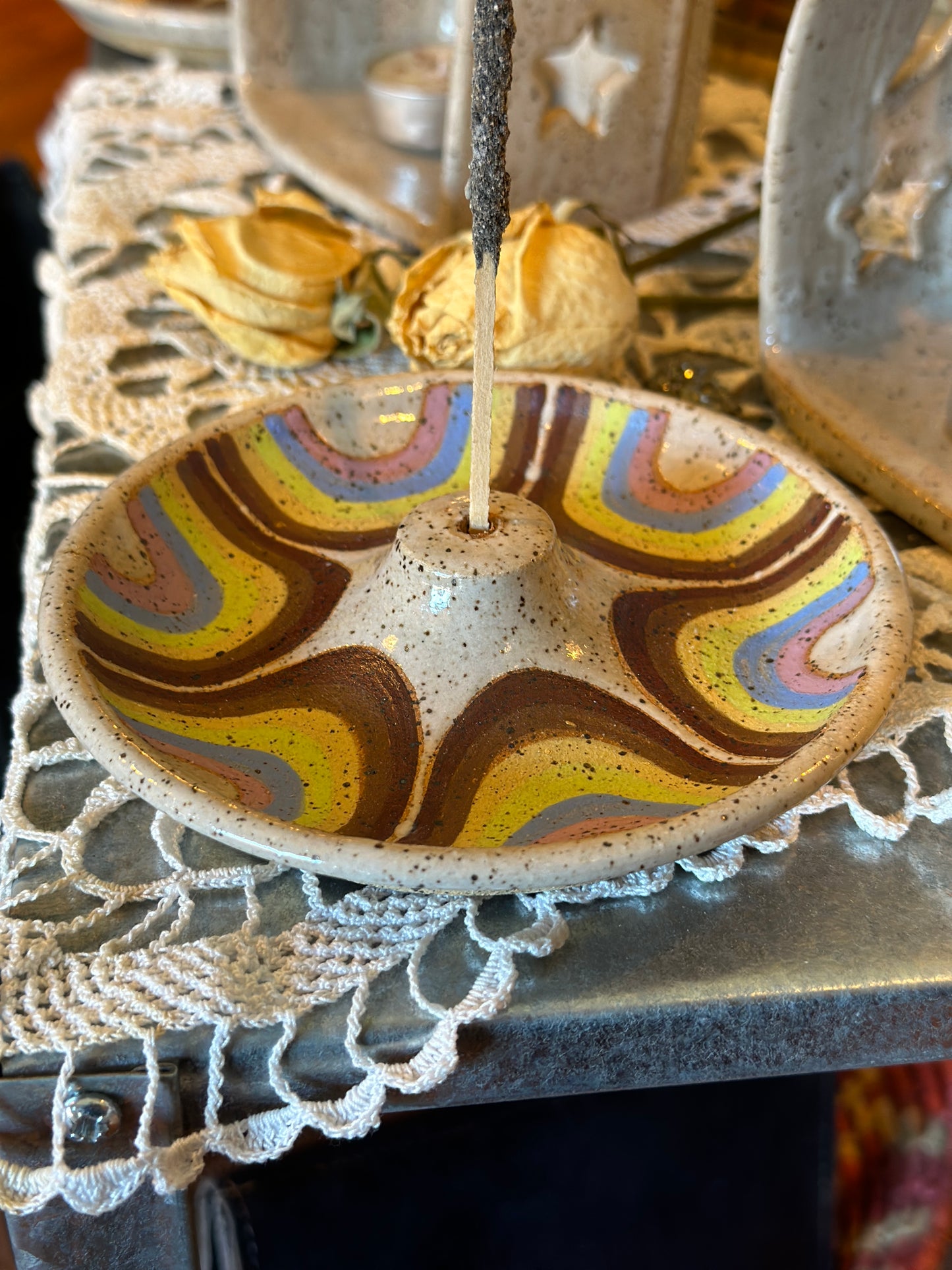 Rainbow Ceramic Incense Dish