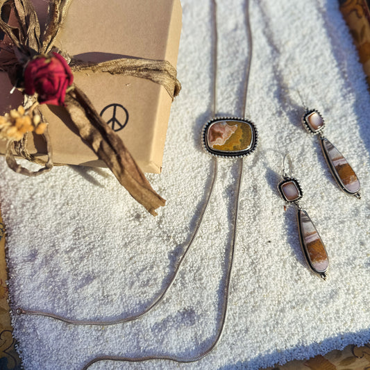 Sterling Silver Bolo Style Necklace with Jasper