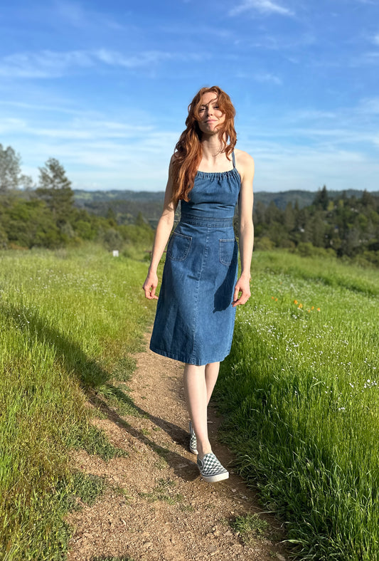 1970's H.I.S. Denim dress with corset style back