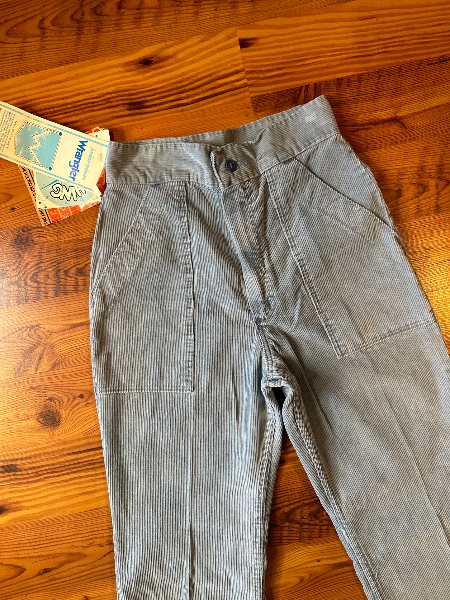 1970s Blue Wrangler Corduroy Bell Bottoms Deadstock with Tags
