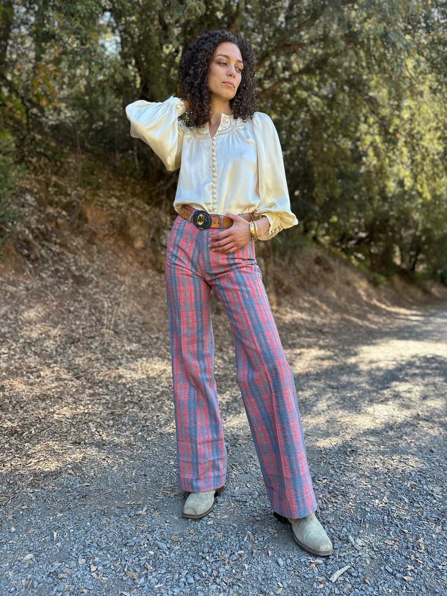 1970s Levis Pink and Blue Plaid Pants