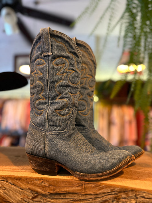 1950's 60's Denim Cowgirl Boots Sz 7