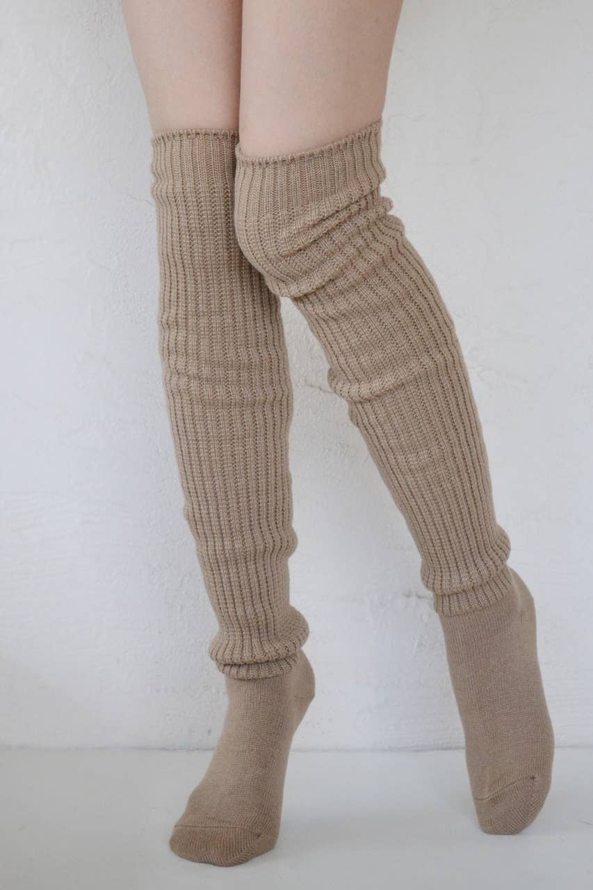Lounge Scrunchy Over the Knee Socks - Wool Blend: Bitter Yellow