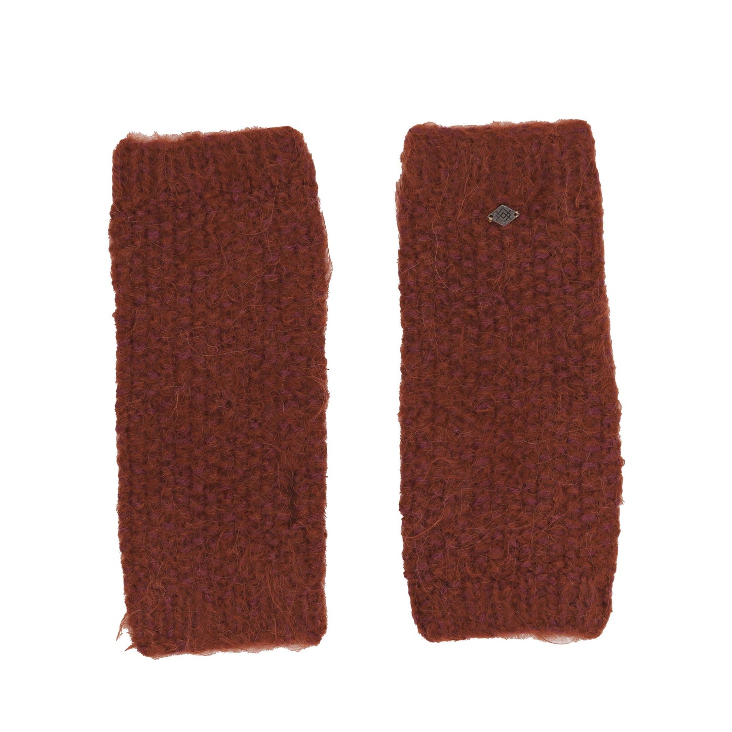 Seed Alpaca Fuzzy Fingerless Gloves: Rust-Berry