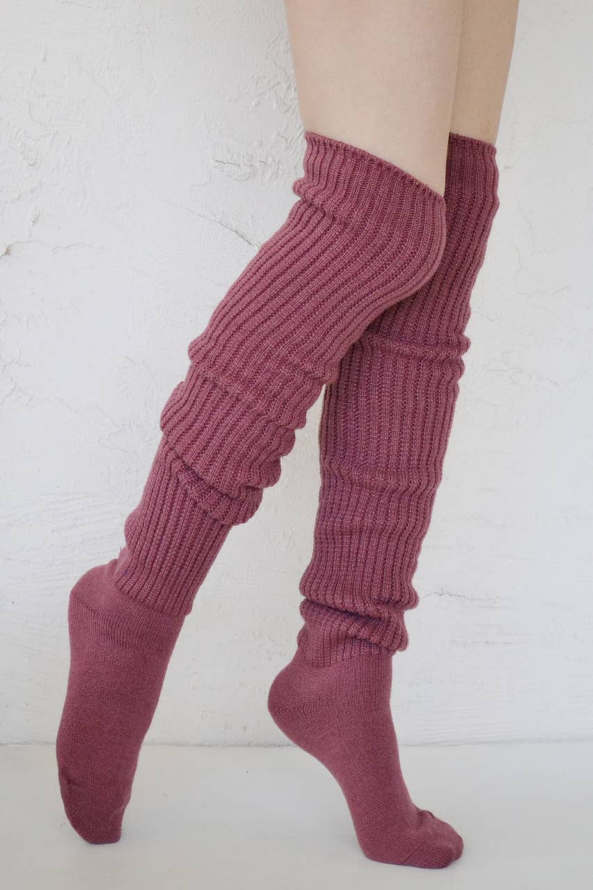 Lounge Scrunchy Over the Knee Socks - Wool Blend: Bitter Yellow