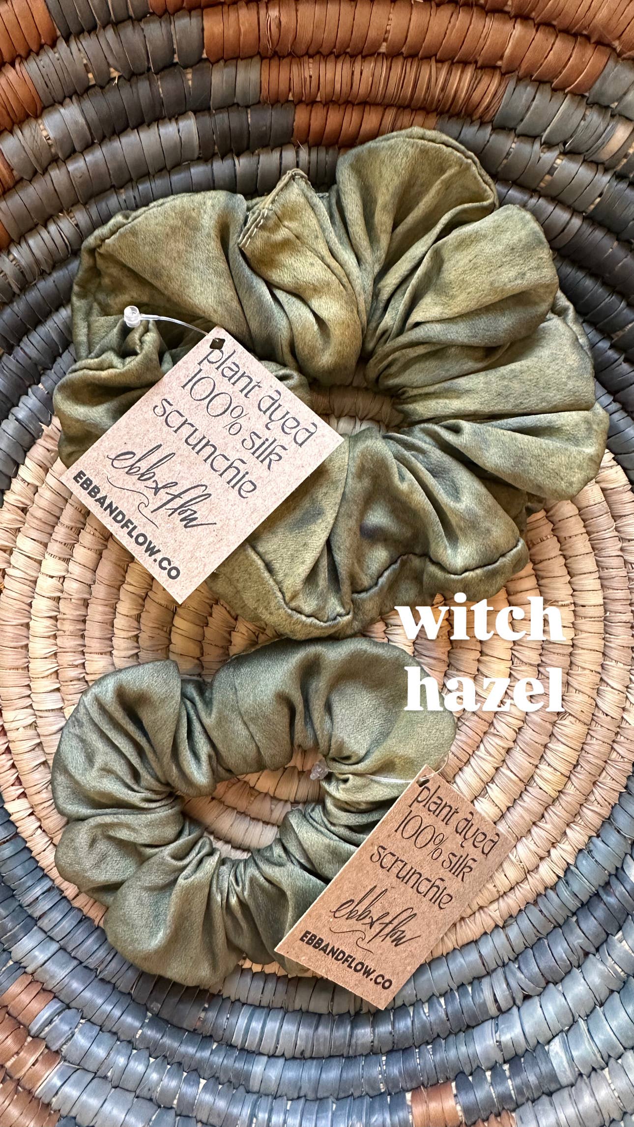 Plant Dyed Silk Scrunchies - 3 sizes - 10 colors: Smoothie / Large