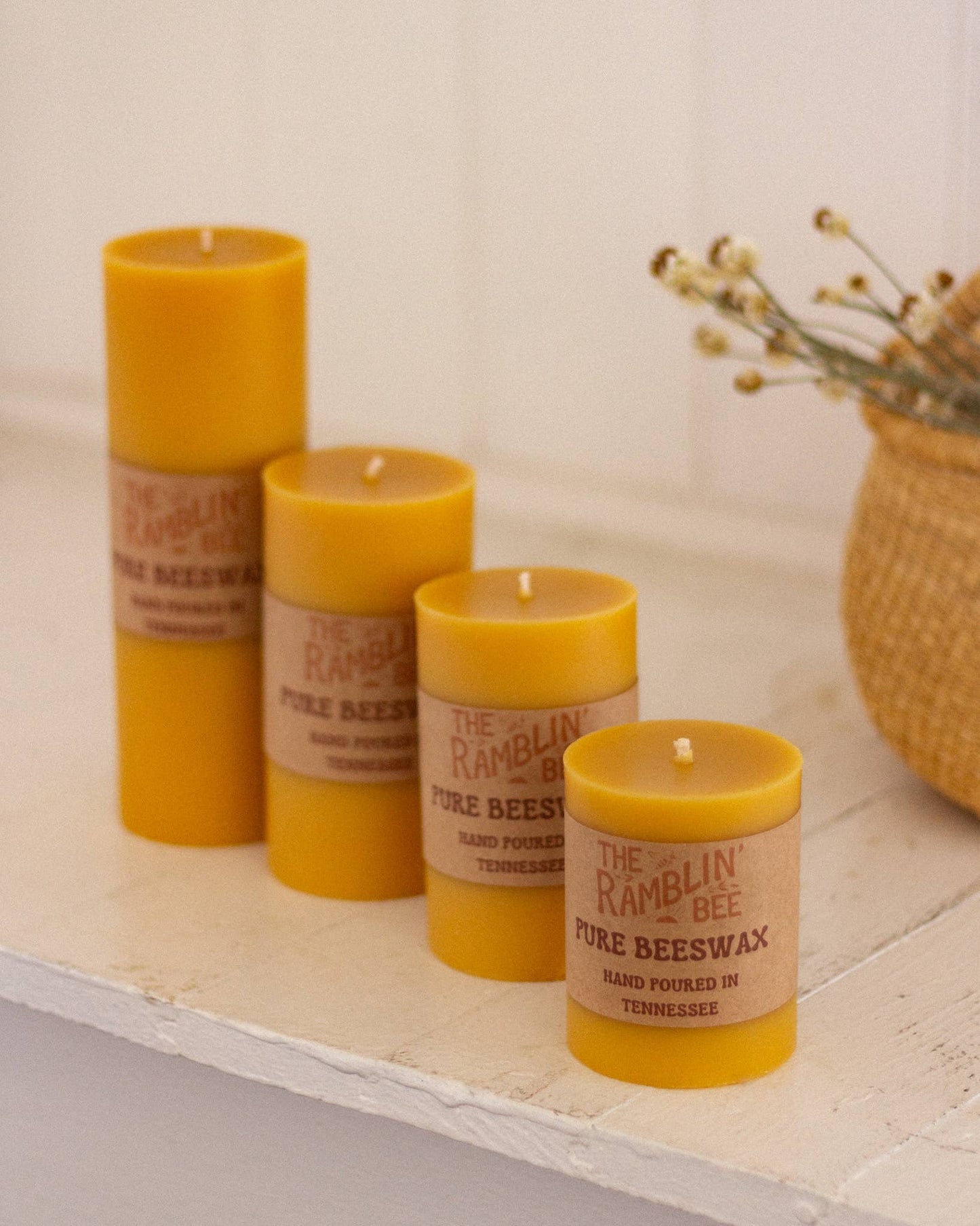 Beeswax Pillar Candle: 3'' x 9''