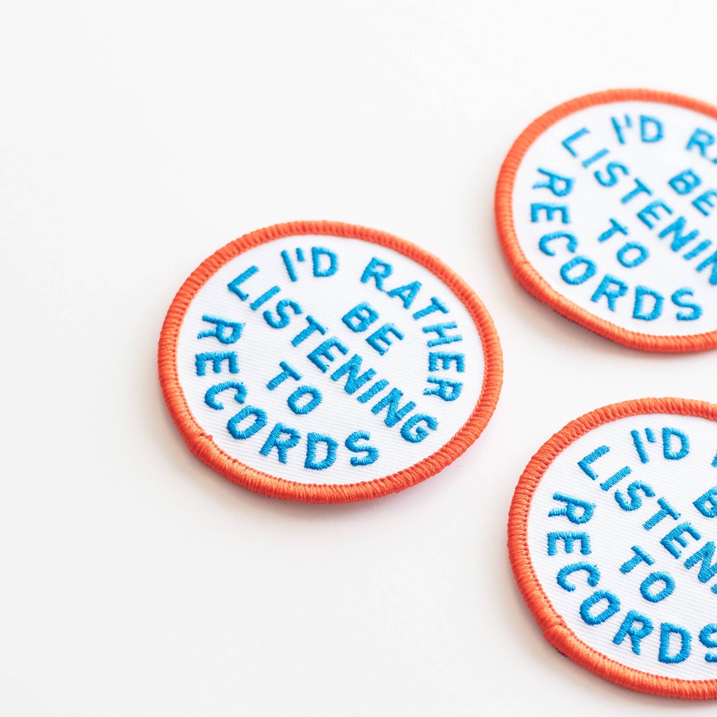 I'd Rather Be Listening To Records Embroidered Iron on Patch: Yes