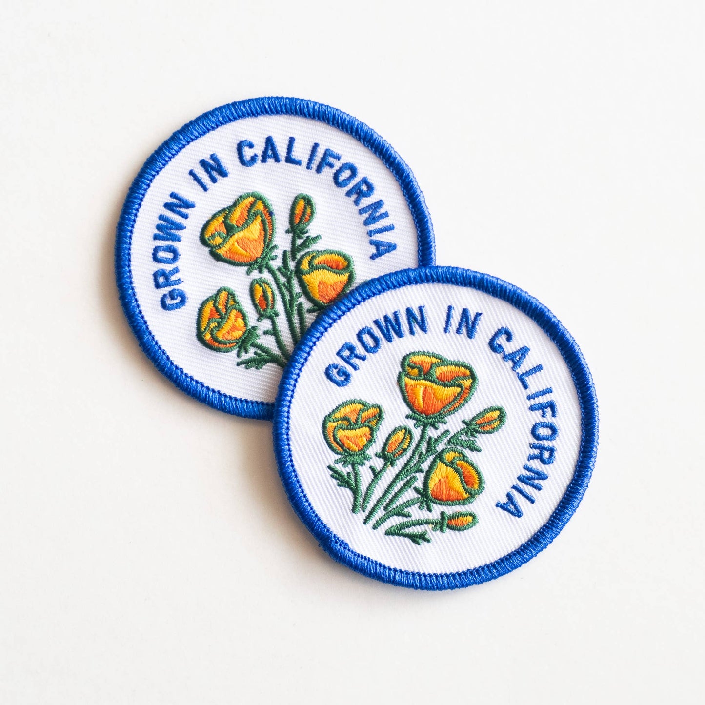 Grown In California Embroidered Iron on Patch - Golden Poppy: Yes