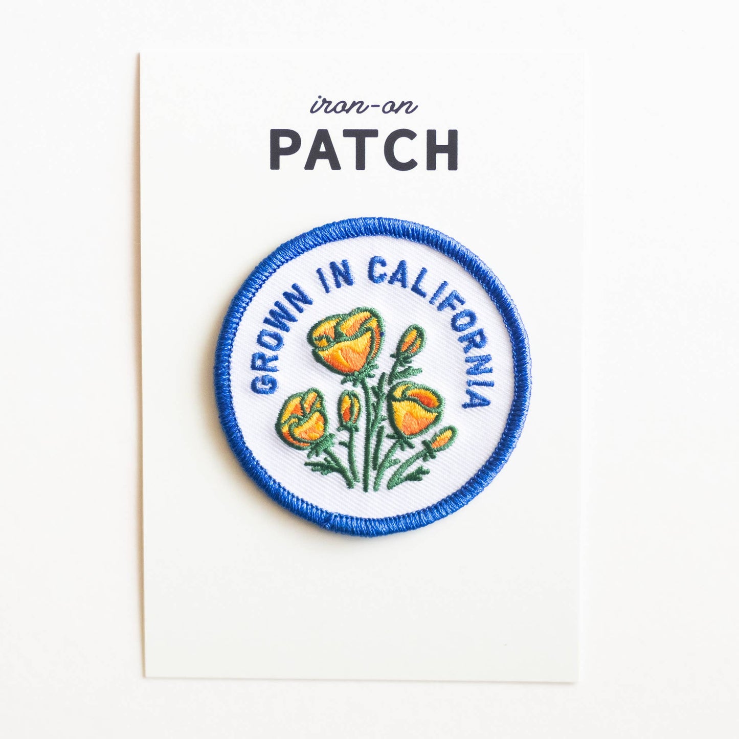 Grown In California Embroidered Iron on Patch - Golden Poppy: Yes