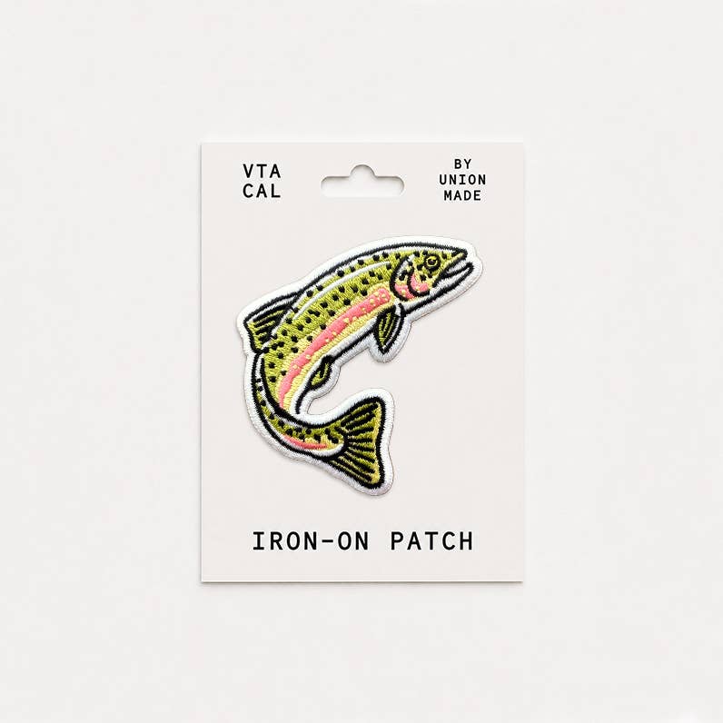 Jumping Rainbow Trout Fish Embroidered Iron on Patch: Yes