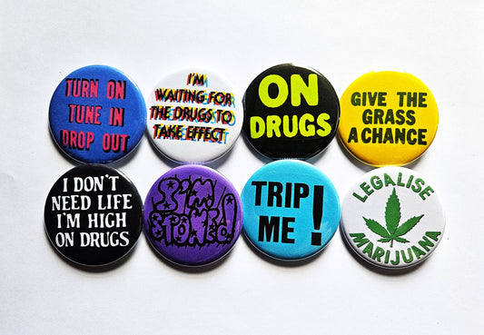 Vintage Reproduction Buttons Magnets & Bottle Openers Set 12: Im Stoned / 1.25" Small Button