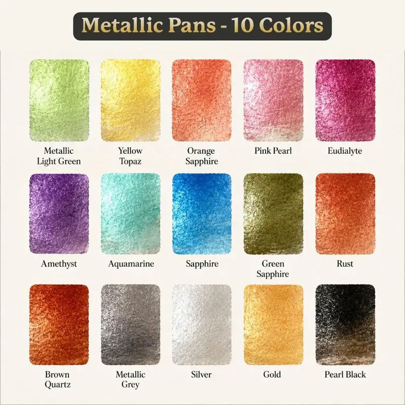 Metallic Watercolor Pans | Cork Palette | Case of 5