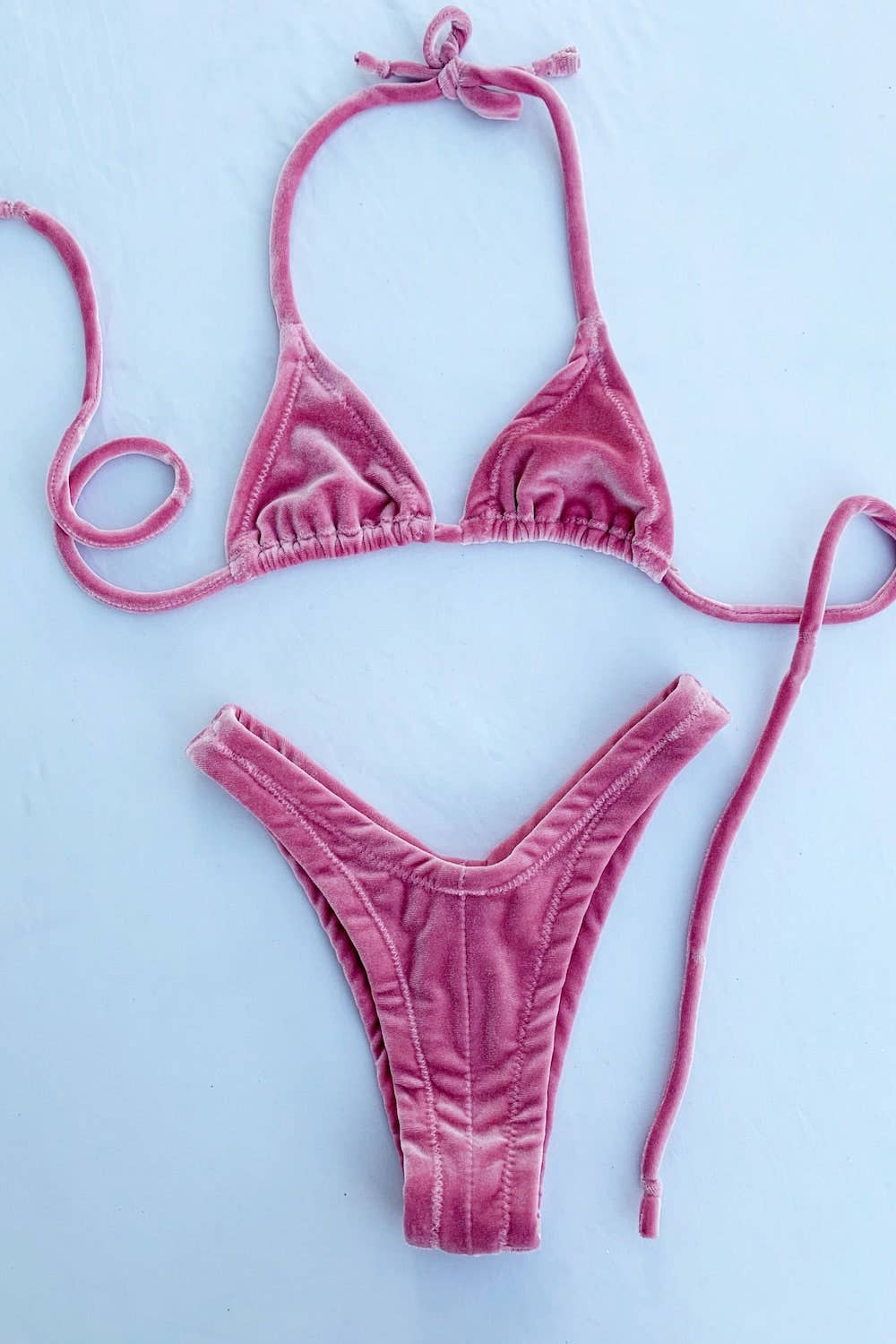 PRE MADE Dolly Blush Velvet Bikini: L / L