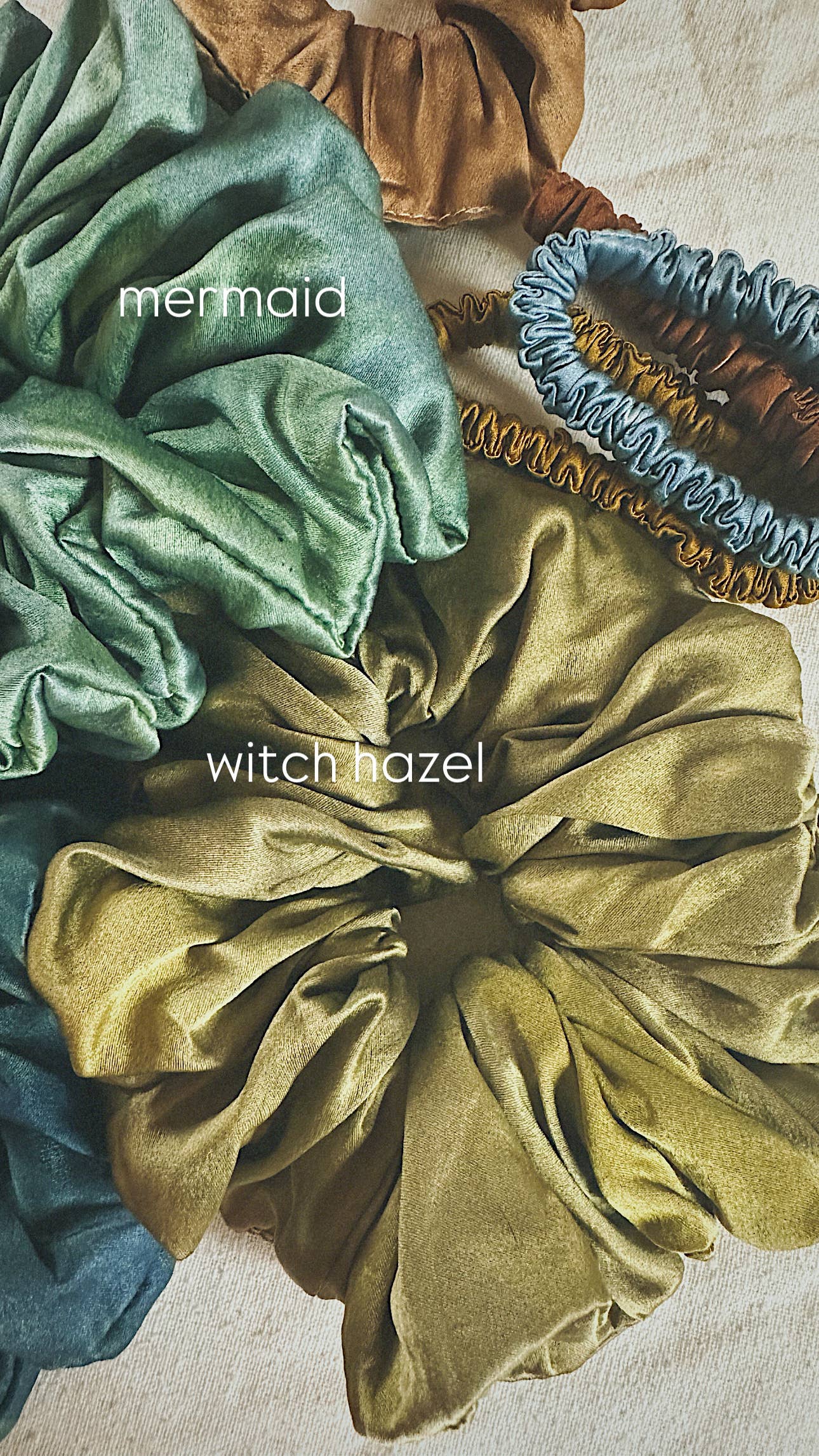 Plant Dyed Silk Scrunchies - 3 sizes - 10 colors: Pansy / Classic
